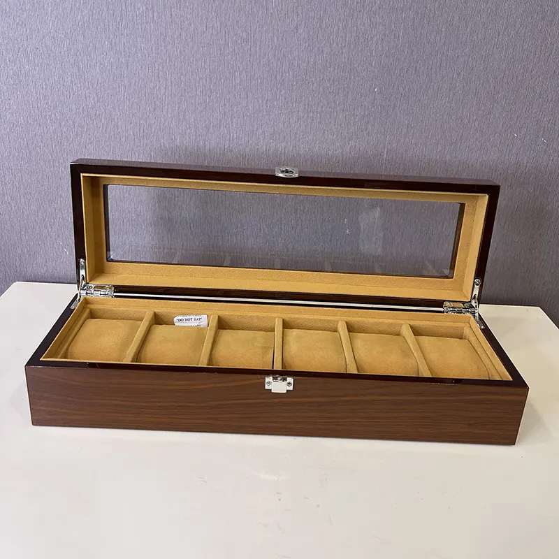 Coffee Wooden 6 Slots Watch Organizer & Gift Case